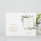 Botanische Gold Greenery Waterverf Wedding Program (Staand voorkant)