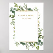 Botanische Gold Greenery Wedding Backdrop Poster (Voorkant)