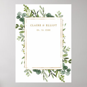 Botanische Gold Greenery Wedding Backdrop Poster