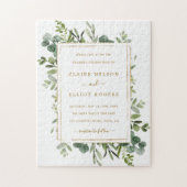 Botanische Gold Greenery Wedding Invitation Legpuzzel (Verticaal)