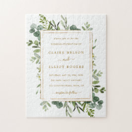 Botanische Gold Greenery Wedding Invitation Legpuzzel