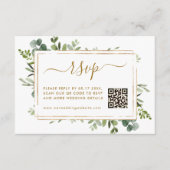 Botanische Gold Greenery Wedding RSVP met QR-code Informatiekaartje (Voorkant)