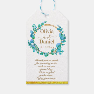 Botanische Gold Greenery Wedding Welcome Cadeaulabel