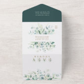 Botanische Gold Letter-Baby shower | Boeken voor B All In One Uitnodiging (Buitenkant)