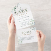 Botanische Gold Letter Boy Baby shower All In One Uitnodiging (Afscheurbaar)