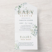 Botanische Gold Letter Boy Baby shower All In One Uitnodiging (Binnen)
