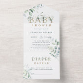 Botanische Gold Letter Boy Baby shower All In One Uitnodiging (Binnen)