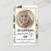 Botanische Gold Modern Memorial Prayer-fotokaart Visitekaartje (Voorkant)