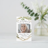 Botanische Golden Custom Photo Funeral Prayer Kaar Visitekaartje (Staand voorkant)