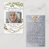 Botanische Golden Custom Photo Funeral Prayer Kaar Visitekaartje (Voorkant / Achterkant)