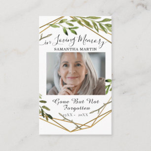 Botanische Golden Custom Photo Funeral Prayer Kaar Visitekaartje
