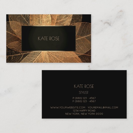Botanische Golden Folie Black Champaign Lijst Vip Visitekaartje (Voorkant / Achterkant)