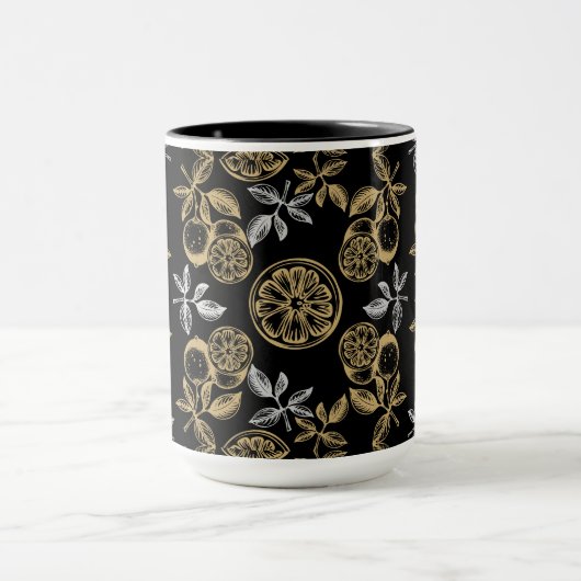 botanische goud- en zilverprint mok (Midden)