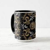 botanische goud- en zilverprint mok (Voorkant links)