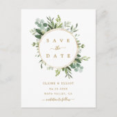 Botanische goudbruine bruiloft bespaart de datum aankondigingskaart (Voorkant)