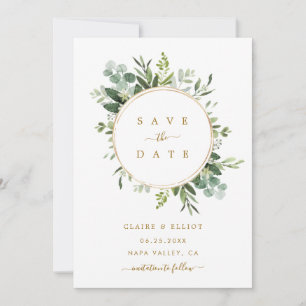Botanische goudbruine bruiloft bespaart de datum K Save The Date