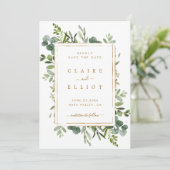 Botanische goudbruine bruiloft bespaart de datum K Save The Date (Staand voorkant)