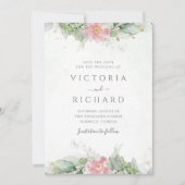 Botanische goudbruine roze bruine bruiloft save the date (Voorkant)