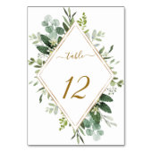 Botanische gouddiamant Lijst Greenery Wedding Tab Kaart (Achterkant)