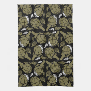 Botanische Gouden Artisjok Kunst Decor Theedoek