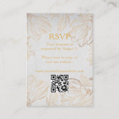 Botanische Gouden Bloemen QR Code Bruiloft RSVP Informatiekaartje (Voorkant)