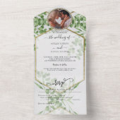 Botanische gouden bruiloft in één i all in one uitnodiging (Binnen)