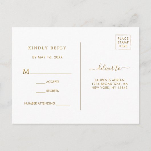 Botanische gouden cirkel baardwonden RSVP Uitnodiging Briefkaart (Achterkant)