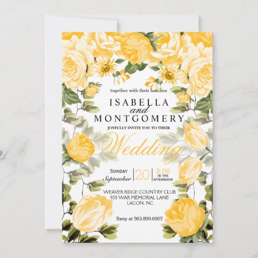 Botanische gouden geelbruine bruiloft kaart (Voorkant)