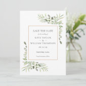 Botanische Gouden Geometrische Waterverf Groene Be Save The Date (Staand voorkant)