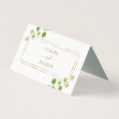 Botanische Gouden Groen Bruiloft Plaats Kaart (Achterkant)