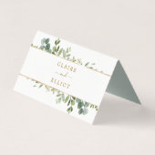 Botanische Gouden Groen Bruiloft Plaats Kaart (Achterkant)