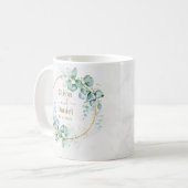 Botanische gouden groen personaliseren voor bruilo koffiemok (Voorkant links)