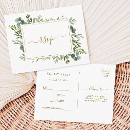 Botanische Gouden Groene Huwelijks RSVP Uitnodiging Briefkaart