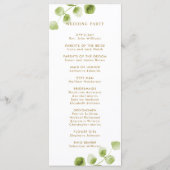 Botanische Gouden Groene Huwelijksceremonie Progra Programmakaart (Achterkant)