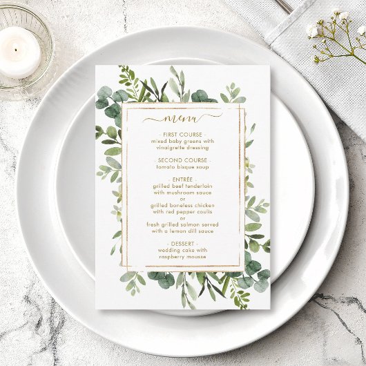 Botanische Gouden Groene Menu Kaart