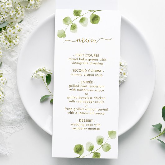 Botanische Gouden Groene Menu Kaart