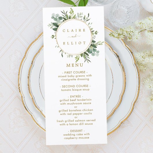 Botanische Gouden Groene Menu Kaart