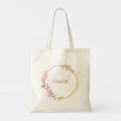 Botanische Gouden Groene Personaliseer Tote Bag (Achterkant)