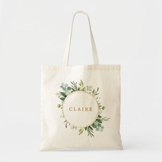 Botanische Gouden Groene Personaliseer Tote Bag (Voorkant)