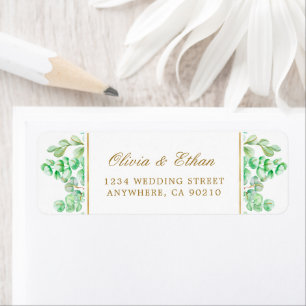 Botanische Gouden Groene Script Retouradres Etiket