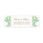 Botanische Gouden Groene Script Retouradres Etiket (Voorkant)