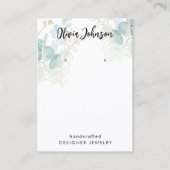 Botanische Gouden Groene Sieraden Oorbel Display Visitekaartje (Voorkant)