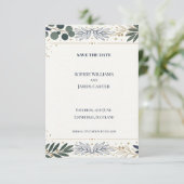 Botanische gouden rand save the date kaart (Staand voorkant)