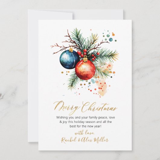 Botanische gouden script niet foto vrolijk kerst feestdagenkaart (Voorkant)