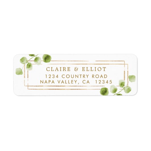Botanische gouden Waterverf retouradres Etiket (Voorkant)