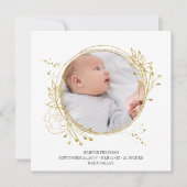Botanische goudfoto Lijst Elegant Birth Aankondiging (Voorkant)