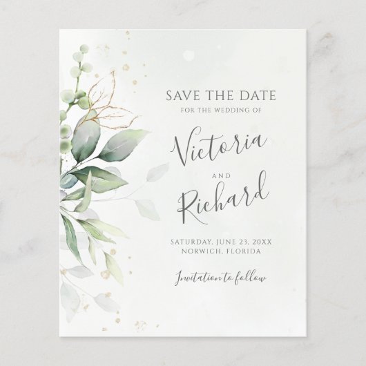 Botanische goudgroen Eucalyptusbruiloft (Voorkant)