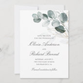 Botanische goudgroen Eucalyptusbruiloft Save The Date (Voorkant)