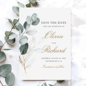 Botanische goudgroen Eucalyptusbruiloft Save The Date