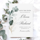 Botanische goudgroen Eucalyptusbruiloft Save The Date